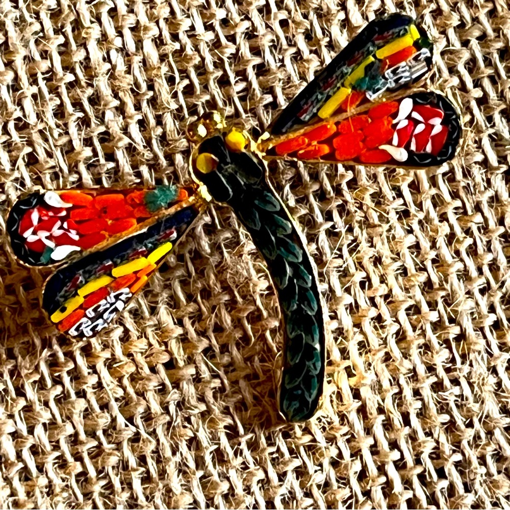 Vintage Dragonfly Pin gold tone handcrafted in Italy